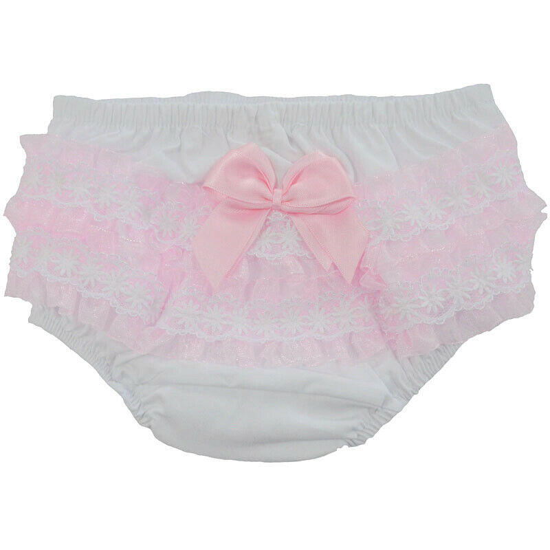 Baby girls pink and white frilly knickers 0-6 months 6-12 months 12-18 –  Butterfly & Bows Baby Boutique