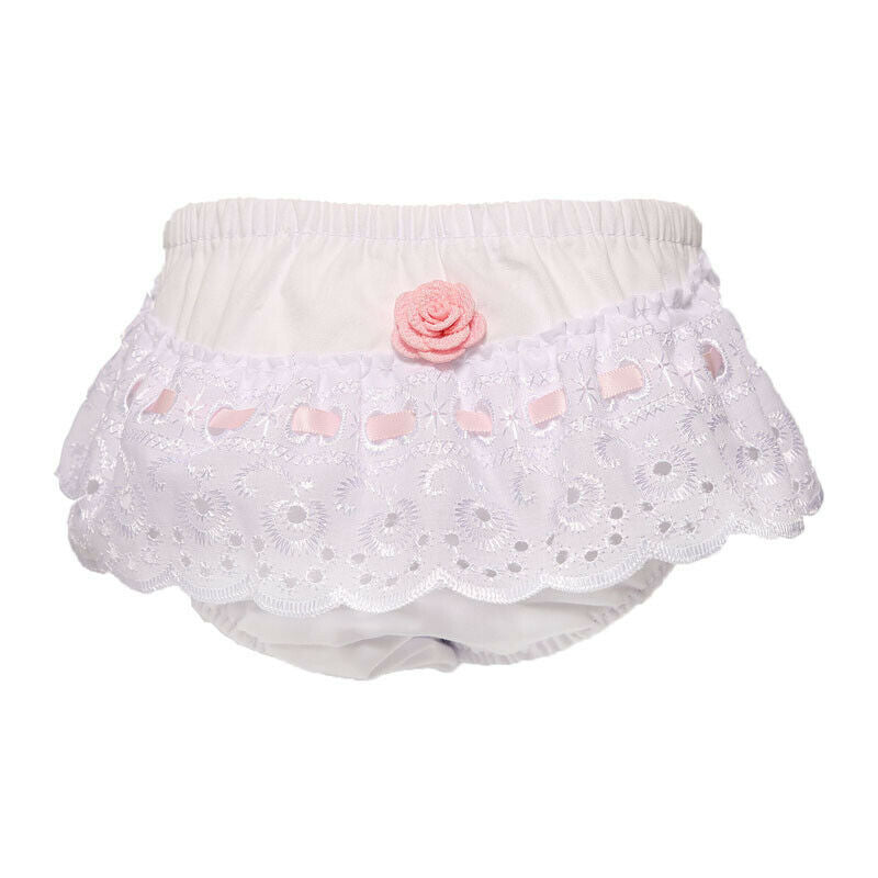 Baby girls pink and white frilly knickers 0-6 months 6-12 months